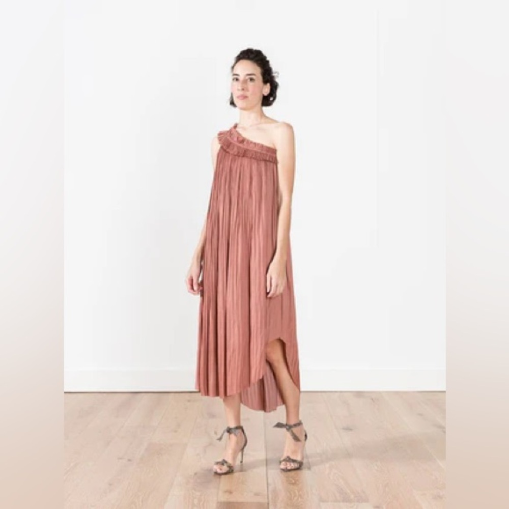 Ulla Johnson Jade Midi Dress — Rose Gold, Blush Copper color, Size 0 / XS